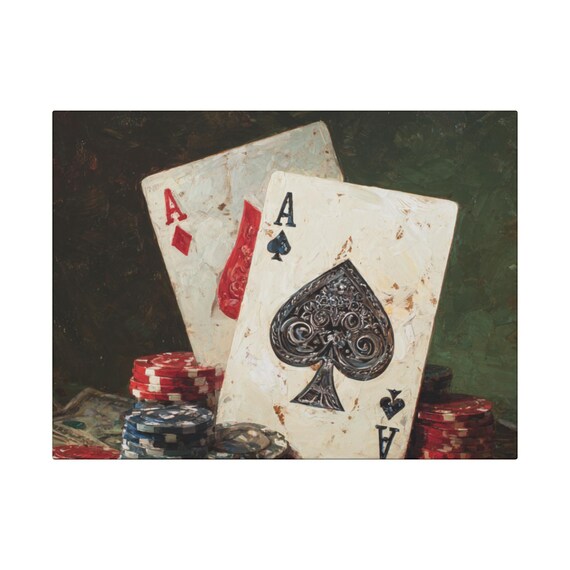 Aces Poker Still Life Canvas Art Wrap| Poker and Hold Em Players