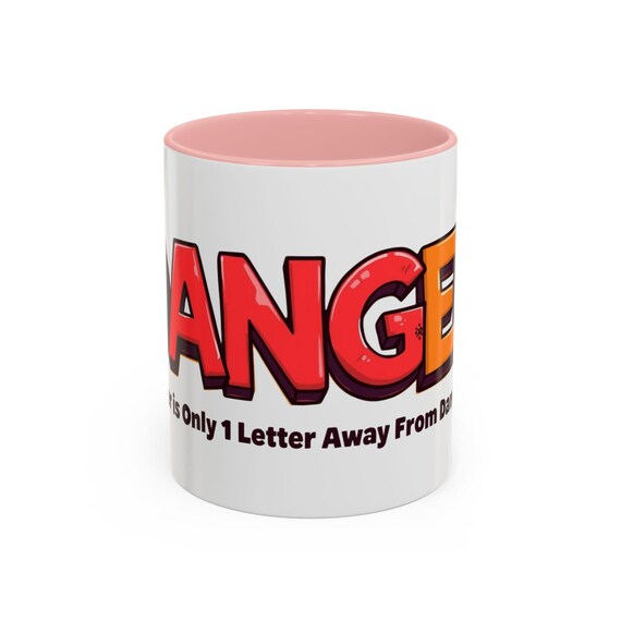 Danger Cartoon Lettering Coffee Mug | Anger Wordplay, Unisex Gift