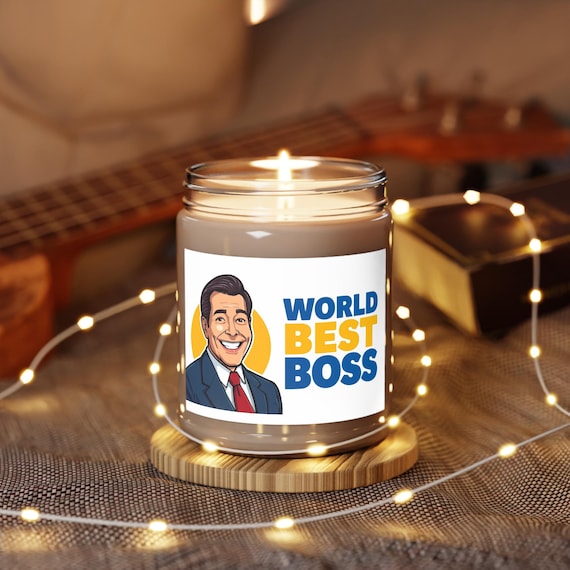 Worlds Best Boss Candle | 9oz Soy Candle with White Lid| Gift for Boss in the office