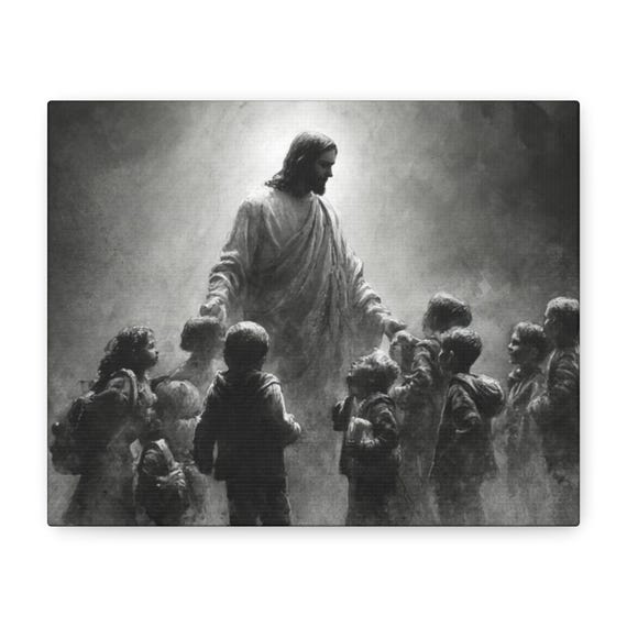 Jesus Risen with Children Matte Canvas | Christian Gift