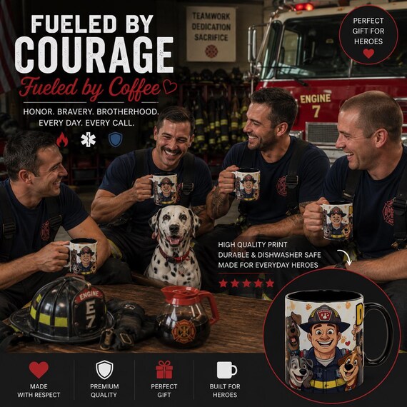 First Responder Mug, Firefighter Accent Coffee Cup, Rescue Dog