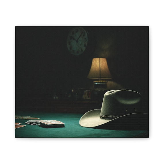Poker Nostalgia Wall Art, Game Over Canvas Western Vintage Style, Casino Room Decor