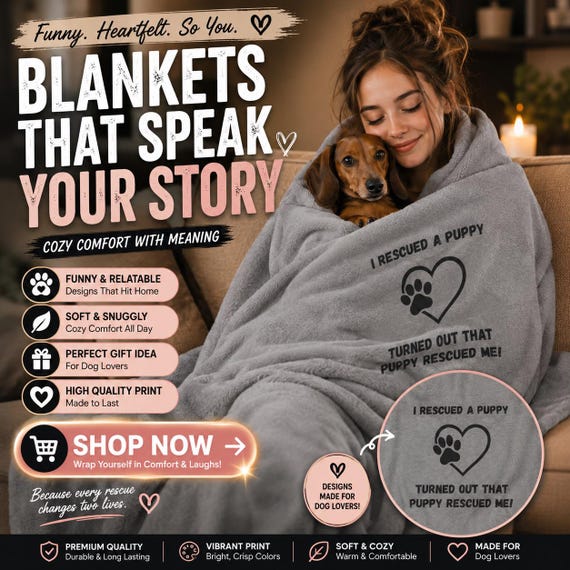 Rescue Puppy Velveteen Soft Plush Blanket, Pet Lover Gift