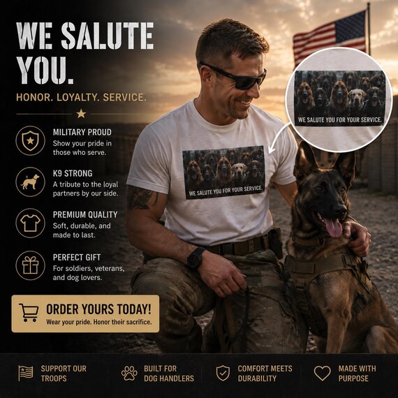Honoring K9s, Dog Salute Unisex Cotton Tee | Patriotic Service Tribute Shirt
