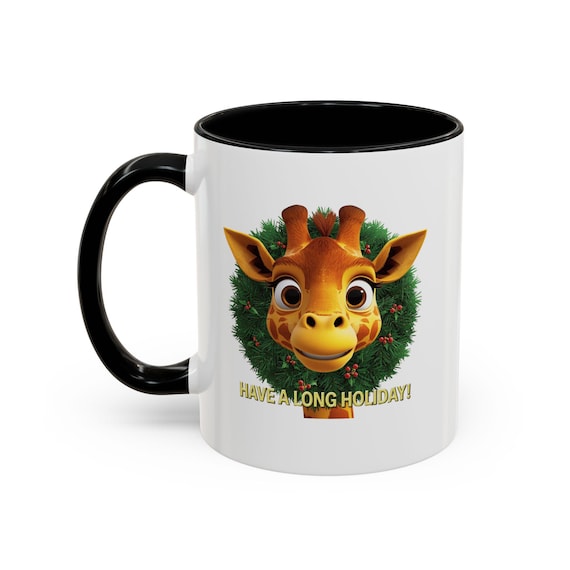 Giraffe Holiday Wreath Mug | Accent Coffee Mug