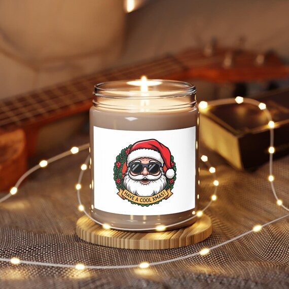 Cool Santa Wreath Have a Cool Xmas Candle | Soy Candle, White Lid