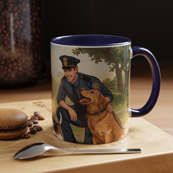 Police K9 Mug | Officer and Loyal Dogs Accent Coffee Mug