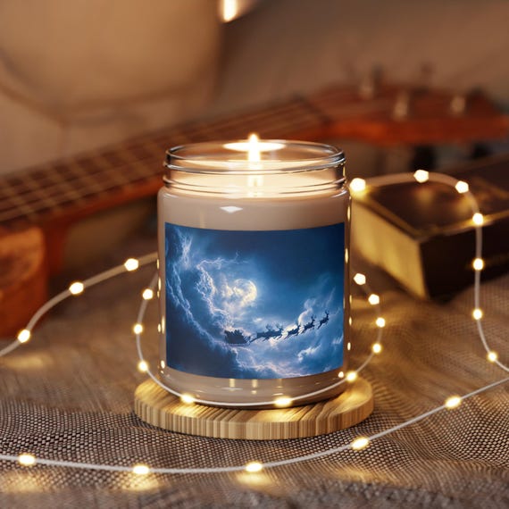 Santa Sleigh Moonlight Candle | 9oz Soy Candle with White Lid