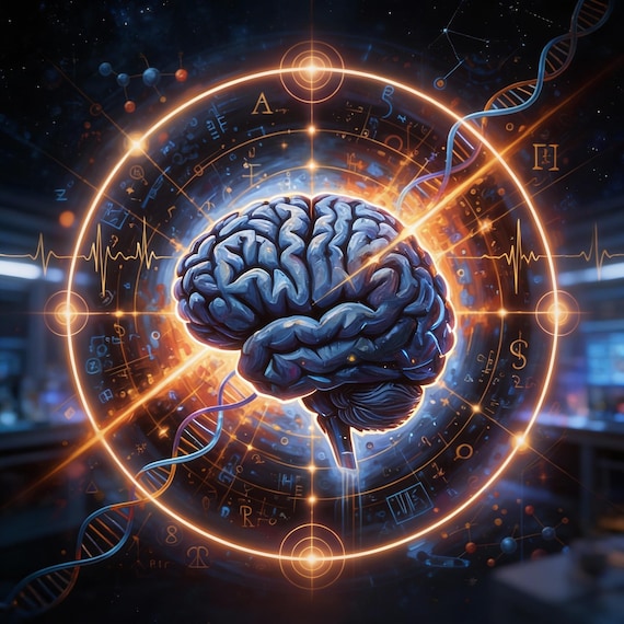 Neon Brain Art, Anatomy Canvas Matte Stretched 0.75" | Neural Science Wall Piece