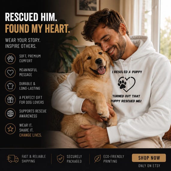 Soft Fleece Hoodie with Dog Rescue Theme