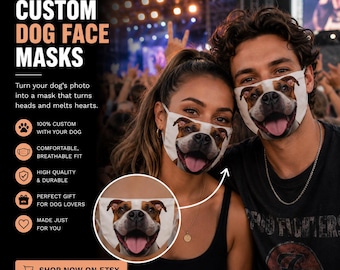 Staffy Face Mask | Dog Portrait Fabric Design