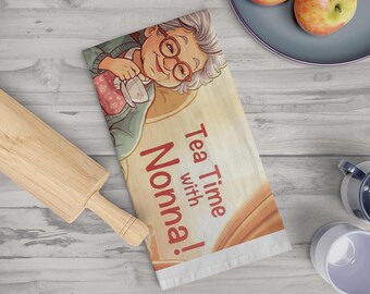 Ściereczka kuchenna Nonna | Włoska babcia, ilustracja, przędza bawełniana