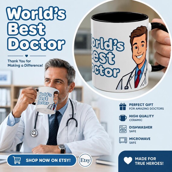 World's Best Doctor Mug | Accent Coffee Mug 11oz or 15oz| Gift for Doctors