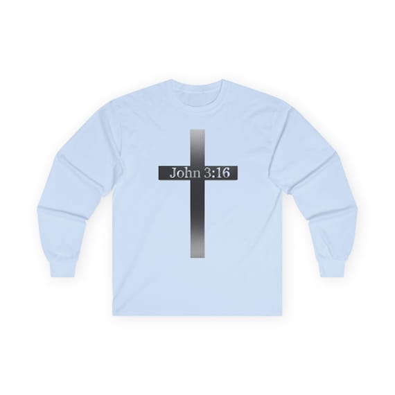 John 3:16 Cross Long Sleeve Tee | Christian Scripture Religious Shirt