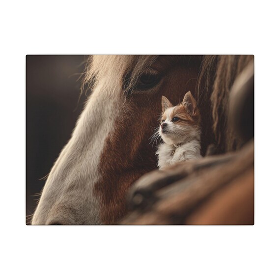 Horse and Dog Canvas Print, Rustic Pet Portrait, Farmhouse Wall Art