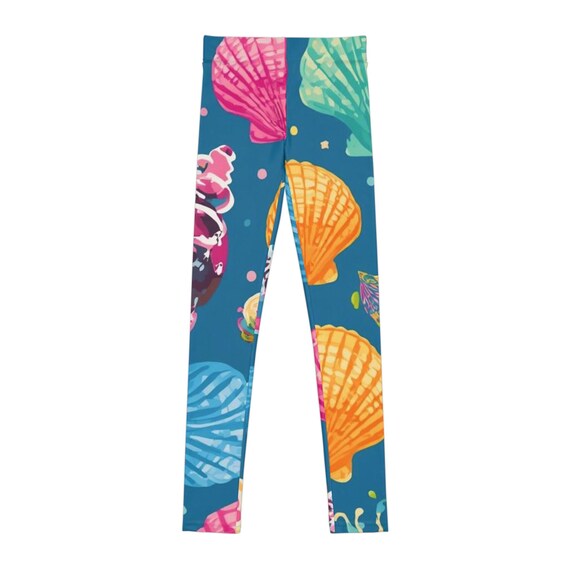 Colorful Seashells Kids Leggings | Summer Playwear| Girl's Yoga Pants