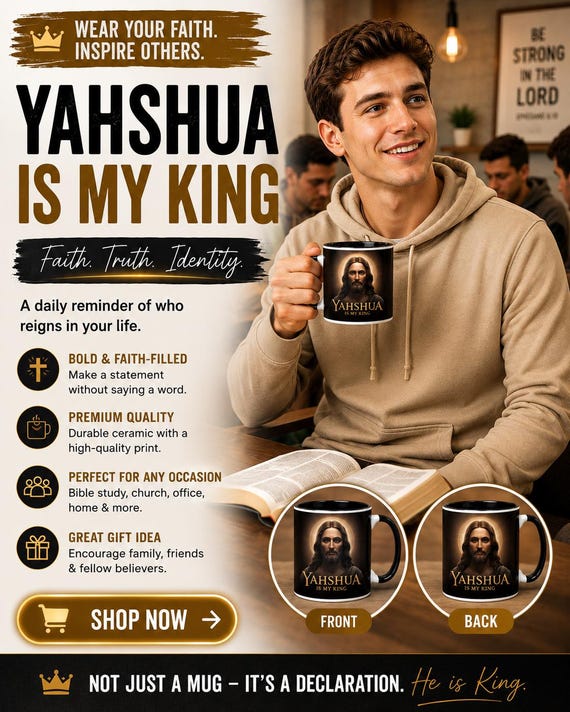 Yahshua Is My King Coffee Mug | Accent 11oz 15oz| Jesus Mug for Christians