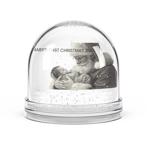 Personalized Baby's First Christmas Snow Globe | Santa Photo Gift