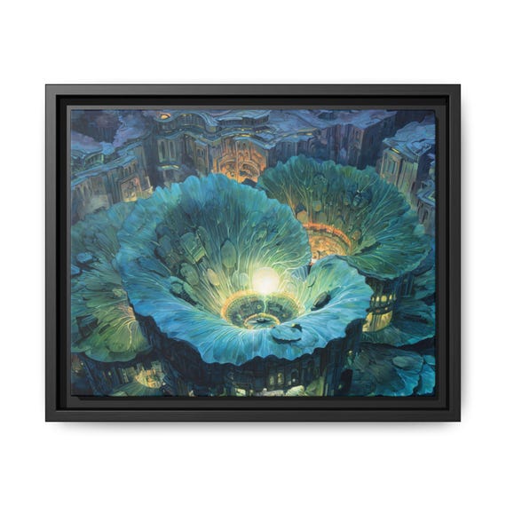 A hyper-realistic yet surrealist painting| Glowing Floral Fantasy Matte Canvas