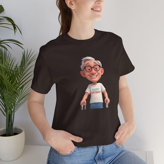 Happy Grandad Cartoon Grandpa T-Shirt | Elderly Character Tee