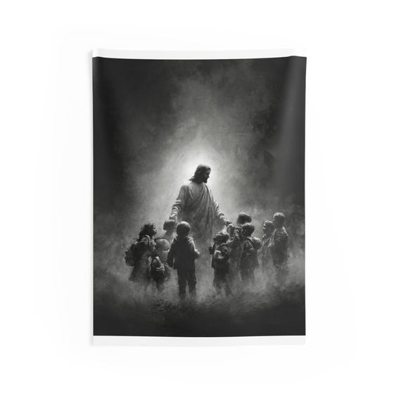 Jesus Risen with Children Tapestry | Religious Christian Wall Art