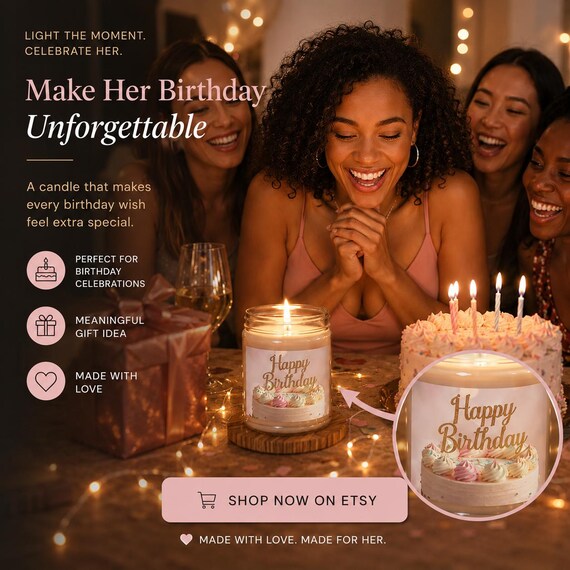 Happy Birthday Cake Soy Candle | 9oz Jar, Birthday Gift