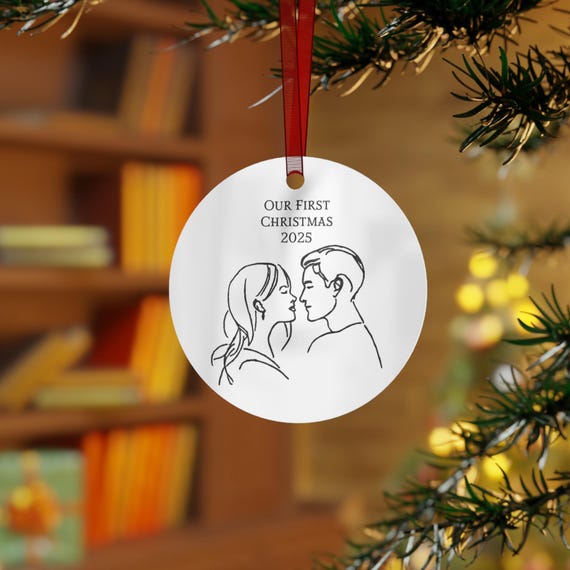 Our First Christmas 2025 Couples Bell Ornament | Metal Ornament