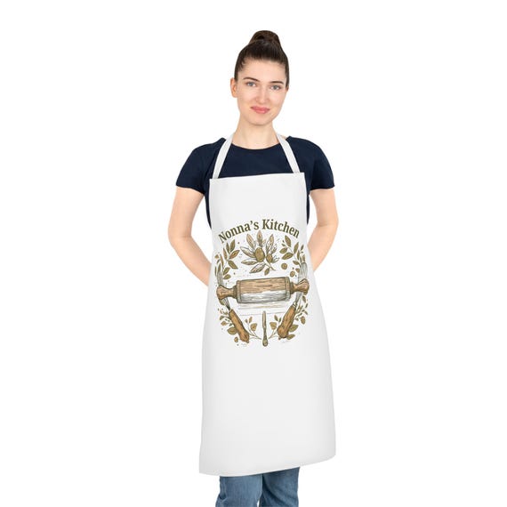 Nonna's Kitchen Apron | Cooking Attire Italian Grandma, Baking, Family Rustic Cotton,