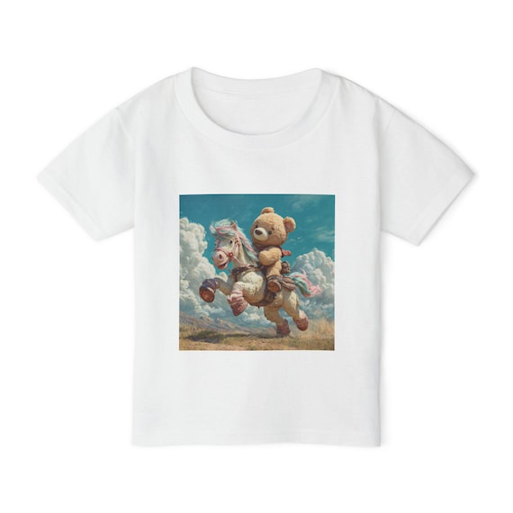Whimsical Bear and Pony Toddler T-Shirt, Playful Animal Design| Toddler Gift