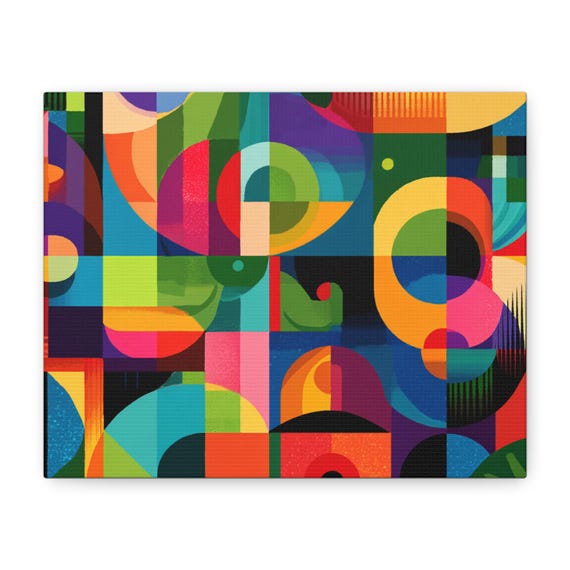 Vibrant Geometric Abstract Canvas Art, Modern Wall Decor