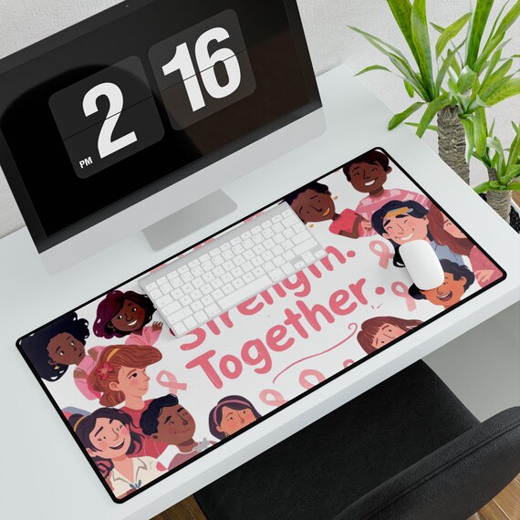 Hope Strength Together Desk Mat | Breast Cancer Awareness, Diverse Women Illustration| Unisex Awareness Gift