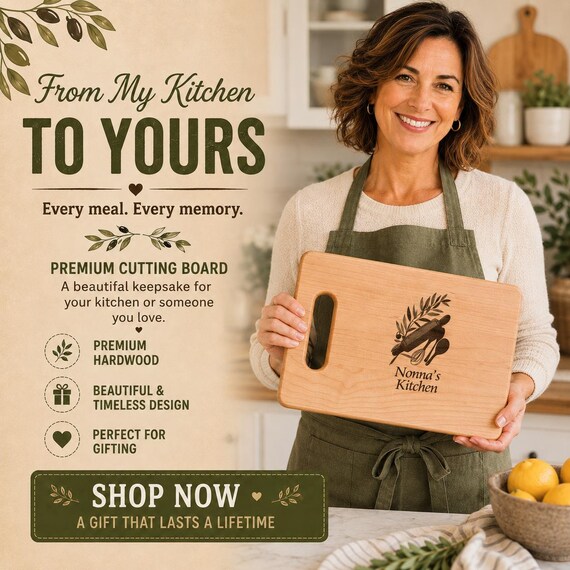 Nonnas Cutting Board, Wheat Sheaf Engraving| Wooden Design