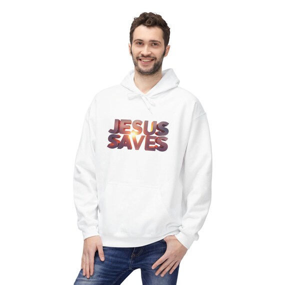 Jesus Saves Hoodie | Christian Faith Typography, Cross Graphic| Christian Gift