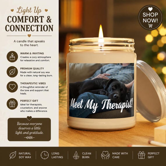 Black Lab Candle | Meet My Therapist Photo, Dog Lover Gift