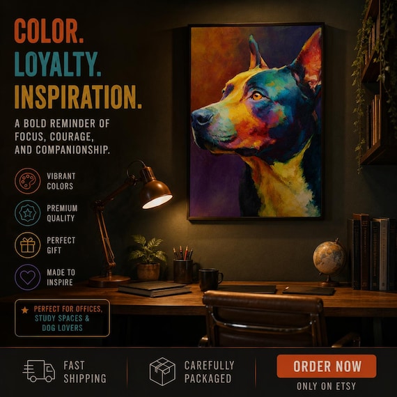 Dog Art Print| Colorful Portrait, Matte Vertical Poster, Vibrant Wall Decor