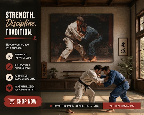 Jujitsu Wall Art | Matte Stretched Canvas, Dojo and Sports Room Decor