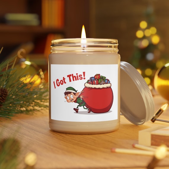Neurotic Elf Candle, Worn Out Santa Sack Soy Jar Candle 9oz, Holiday Home Decor