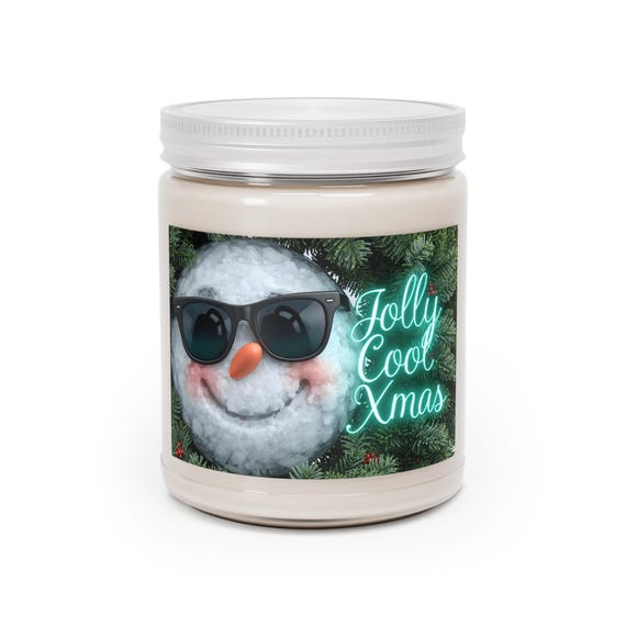 Snowman Christmas Scented Soy Candle, 9oz Jar