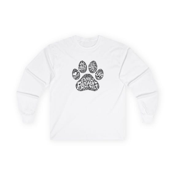 Custom Pet Paw Print Long Sleeve Tee, Dog Lover Gift
