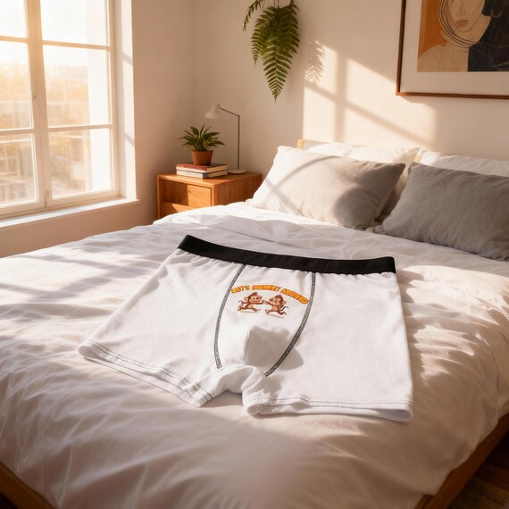 Playful Monkey Boxer Briefs - Fun, Gift for Him, Gifts for Dad, Birthday Surprise, Lightweight Comfort