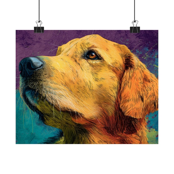 Golden Retriever Portrait Poster | Matte Horizontal Dog Art Print