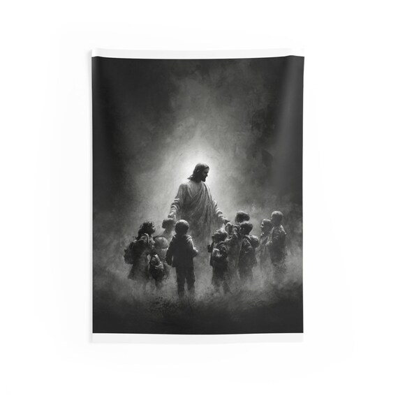 Jesus Risen with Children Tapestry | Religious Christian Wall Art