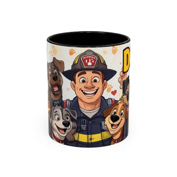 Rescue Dogs Firefighter Mug | Accent Coffee Mug| Dog Lover Gift