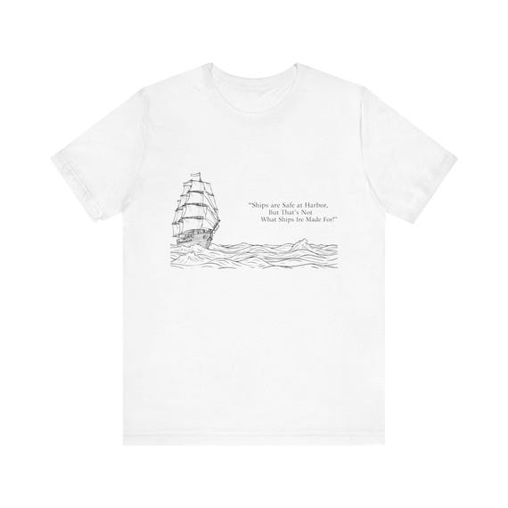 Sailing Ship Sketch Tee | Hand-Drawn Sailboat with Waves and Quote| Boat Lovers Gift