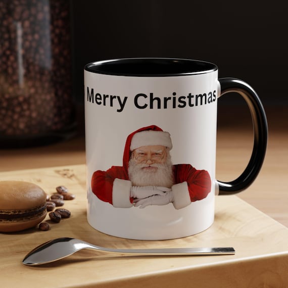 Festive Santa Coffee Mug, Holiday Christmas Gift
