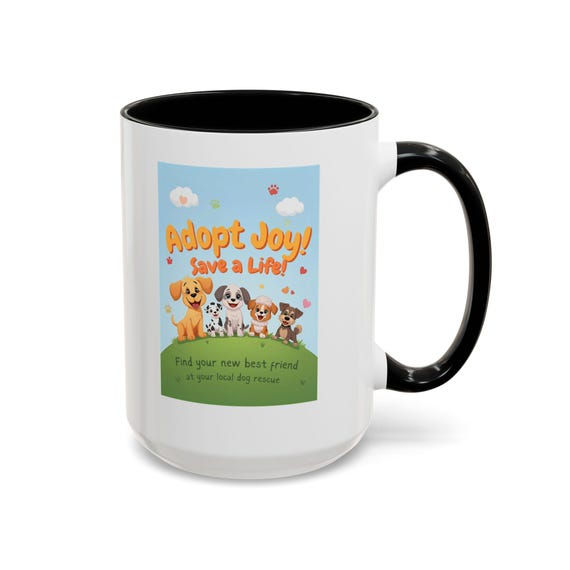 Adopt Joy Coffee Mug, Pet Lover Gift, Animal Rescue Fundraising
