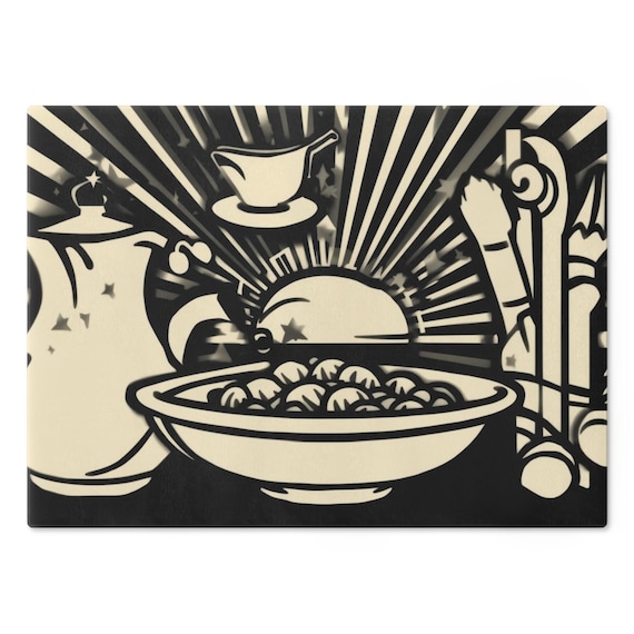 Retro Cutting Board, Vintage breakfast still life| retro kitchen decor, farmhouse vibe