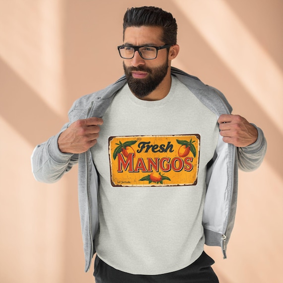 Fresh Mangos Vintage Sign Crewneck Sweatshirt | Fruit Market Graphic