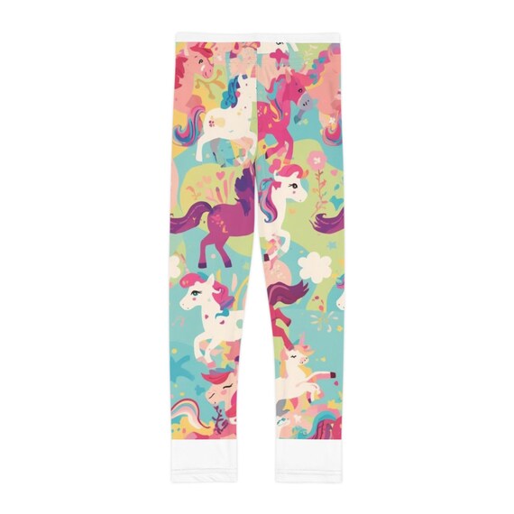Whimsical Unicorn Kids Leggings, Colorful Girls Pajama Bottoms| Yoga Pants for Girls