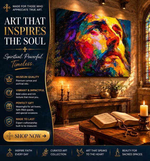 Colorful Jesus Portrait Canvas | Matte Stretched Wall Art